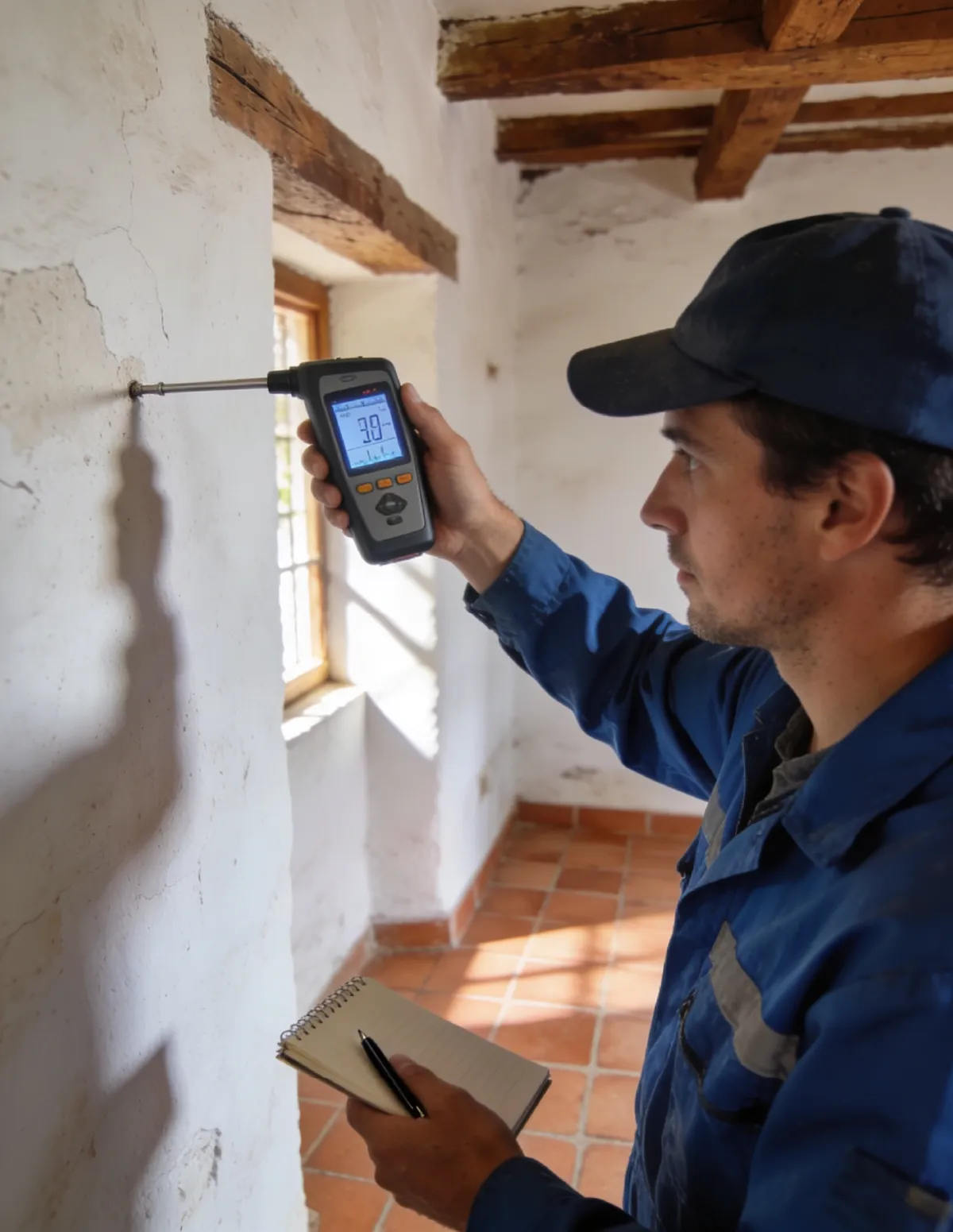 Técnico HUMIX revisando humedad en Alcudia